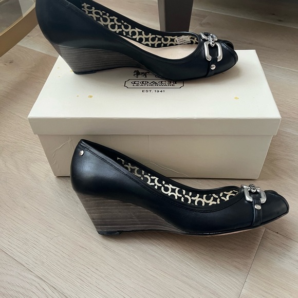 Coach Black Women's Heels with Silver Accents - Picture 2 of 6